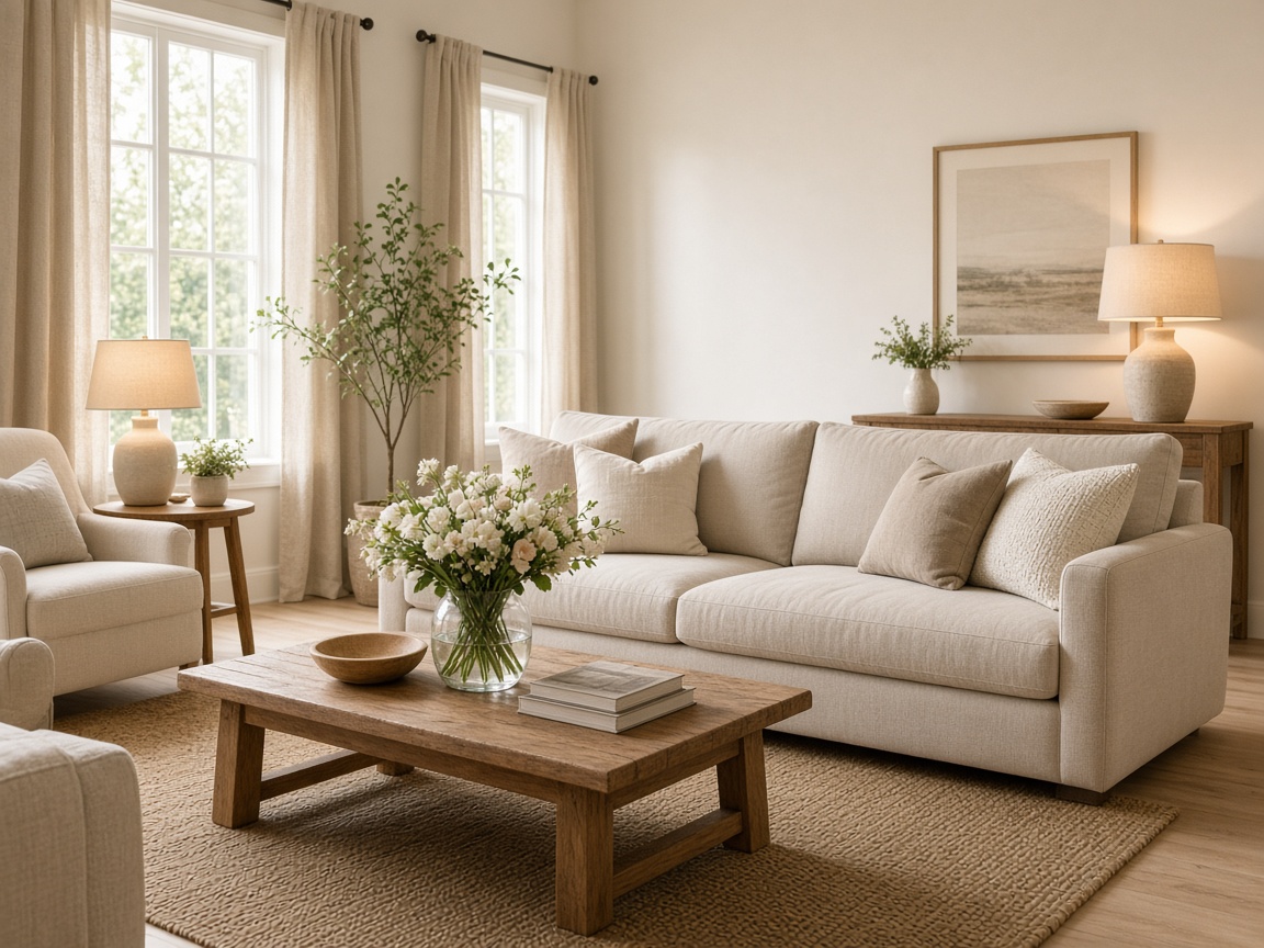 Guest living room styled for an event weekend