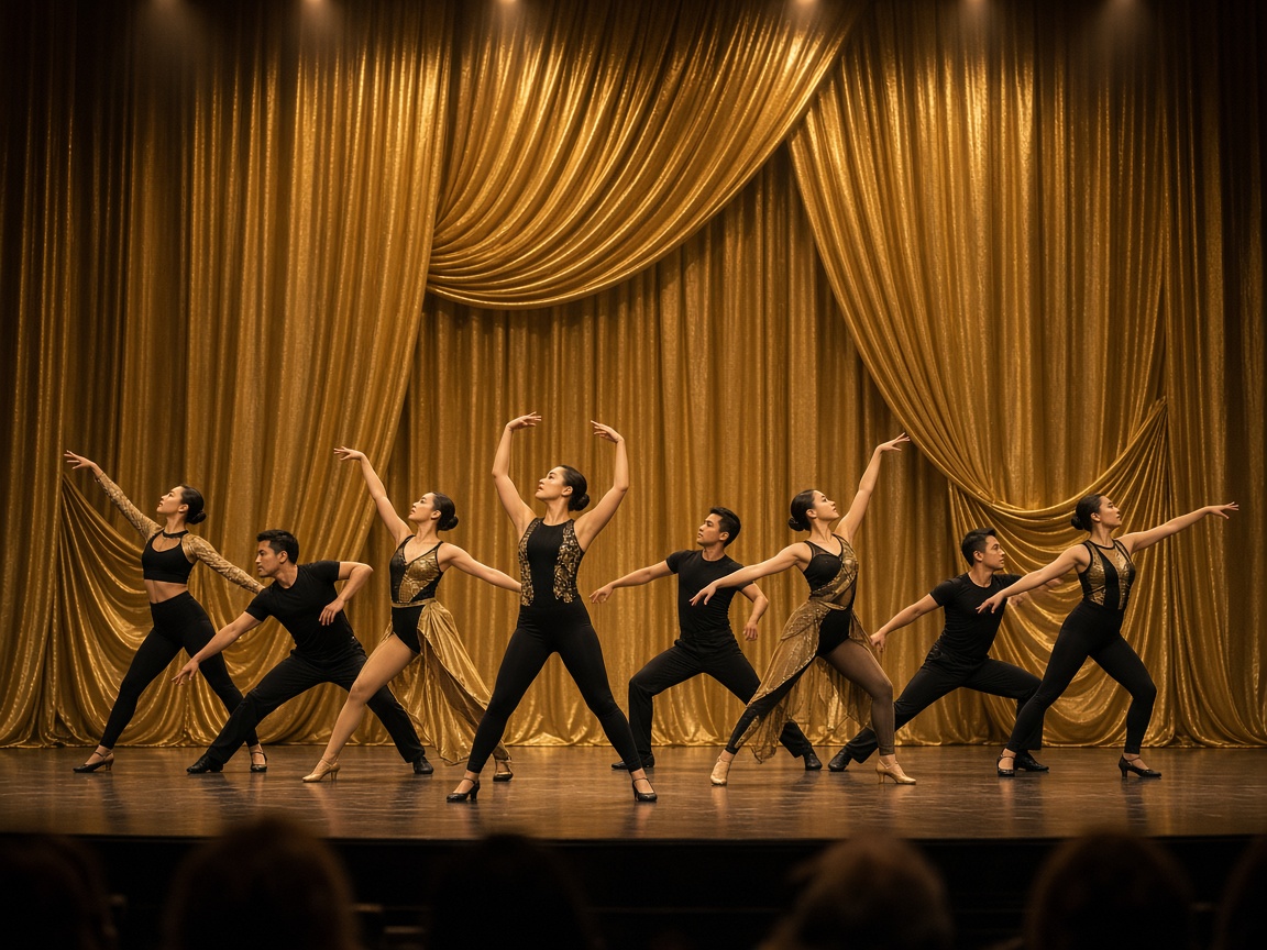 Group dance performance on a decorated stage