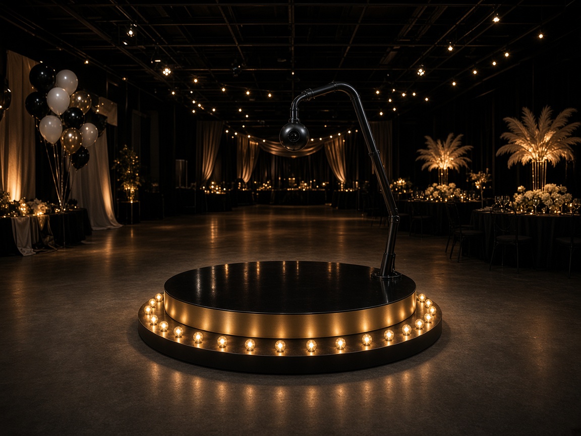360 photo booth platform with a ring of lights