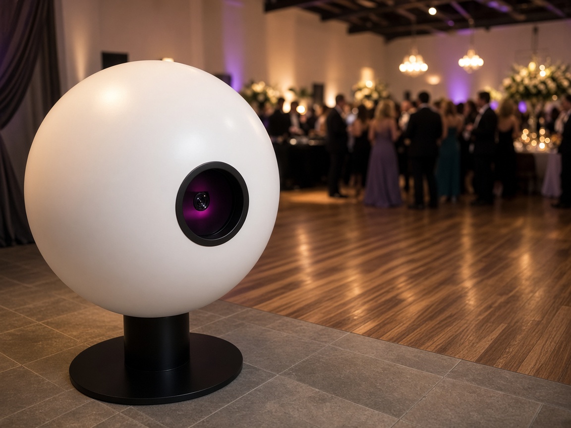 360 booth placed beside a dance floor
