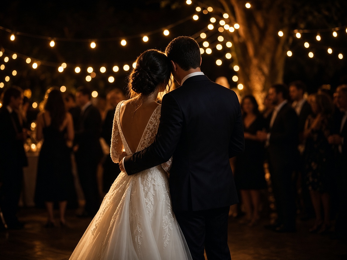 Couple dancing at a wedding reception